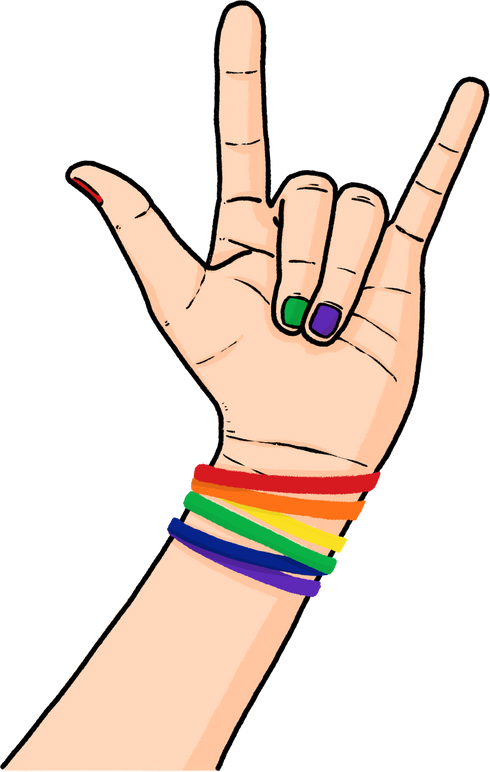 Gay pride concept. Hand making a heart sign with gay pride
