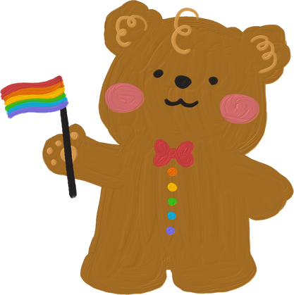 Cute Painterly Pride LGBT Bear with Flag